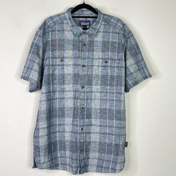 Patagonia 2022 Back Step Hemp Organic Cotton Plaid Shirt Men's Size Large - Picture 10 of 10
